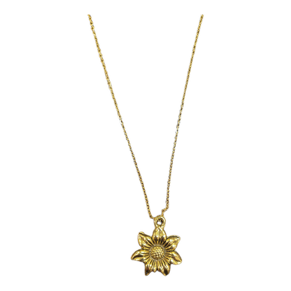 Gold Sunflower Pendant Charm Necklace