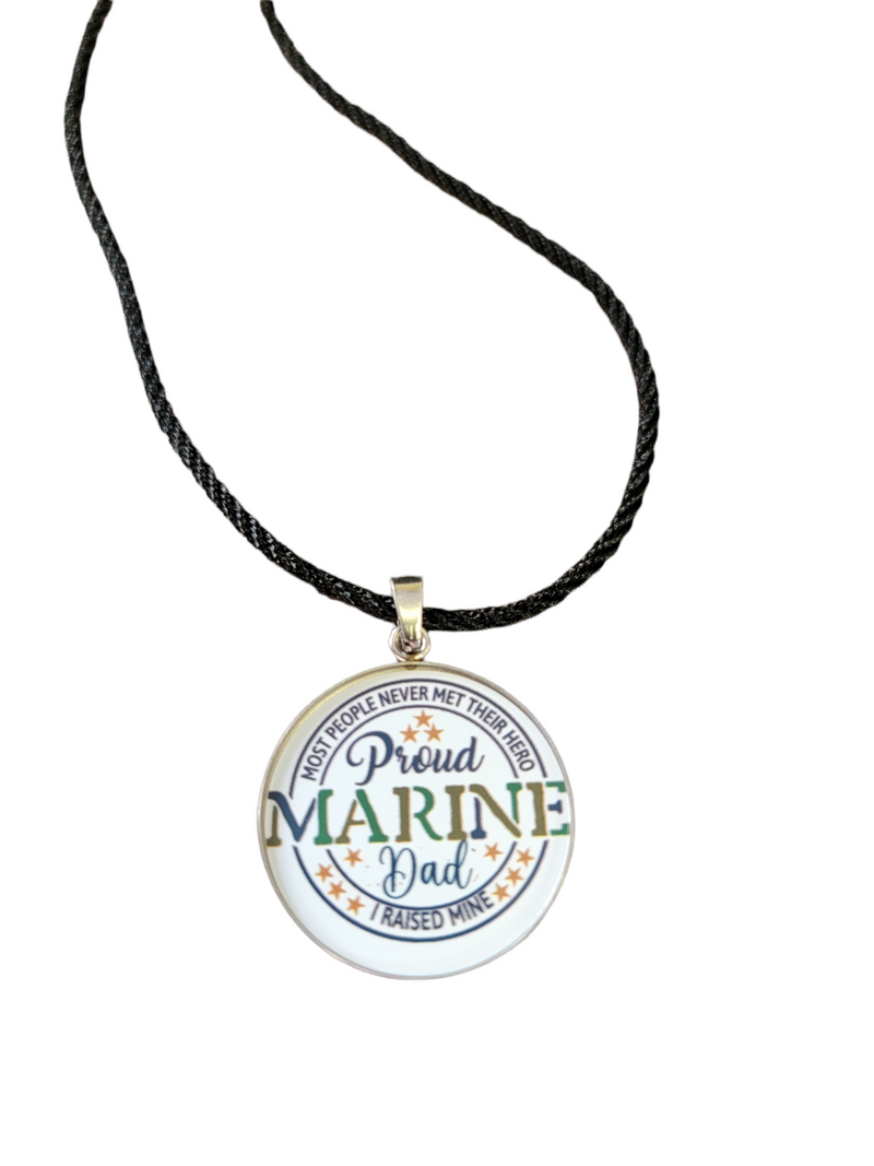 Marine Corp Proud Dad Pendant Necklace