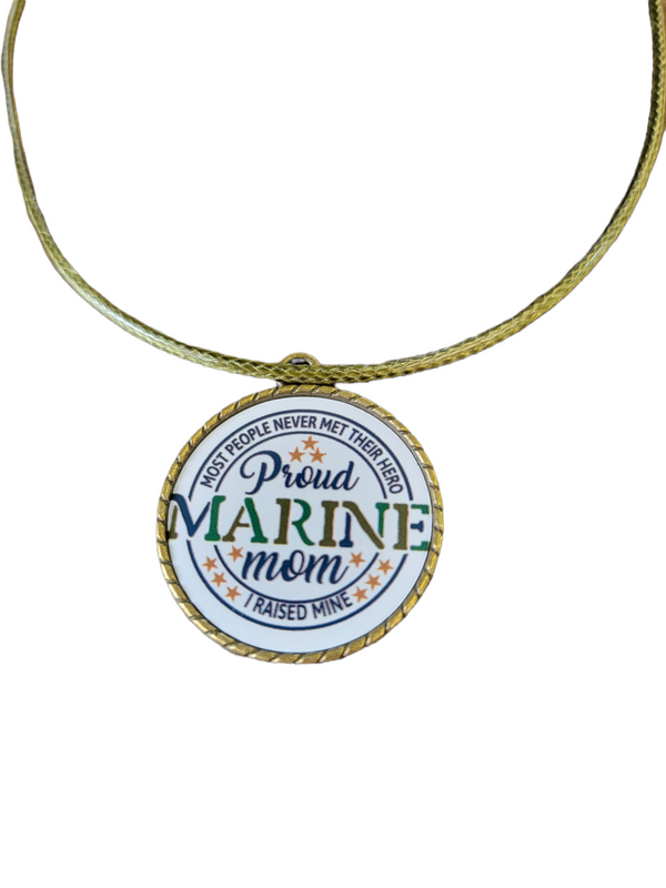 Marine Corp Proud Mom Pendant Necklace