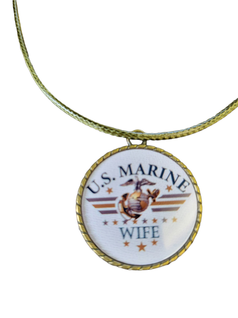 Marine Corp Wife Eagle Globe  Anchor Pendant Necklace