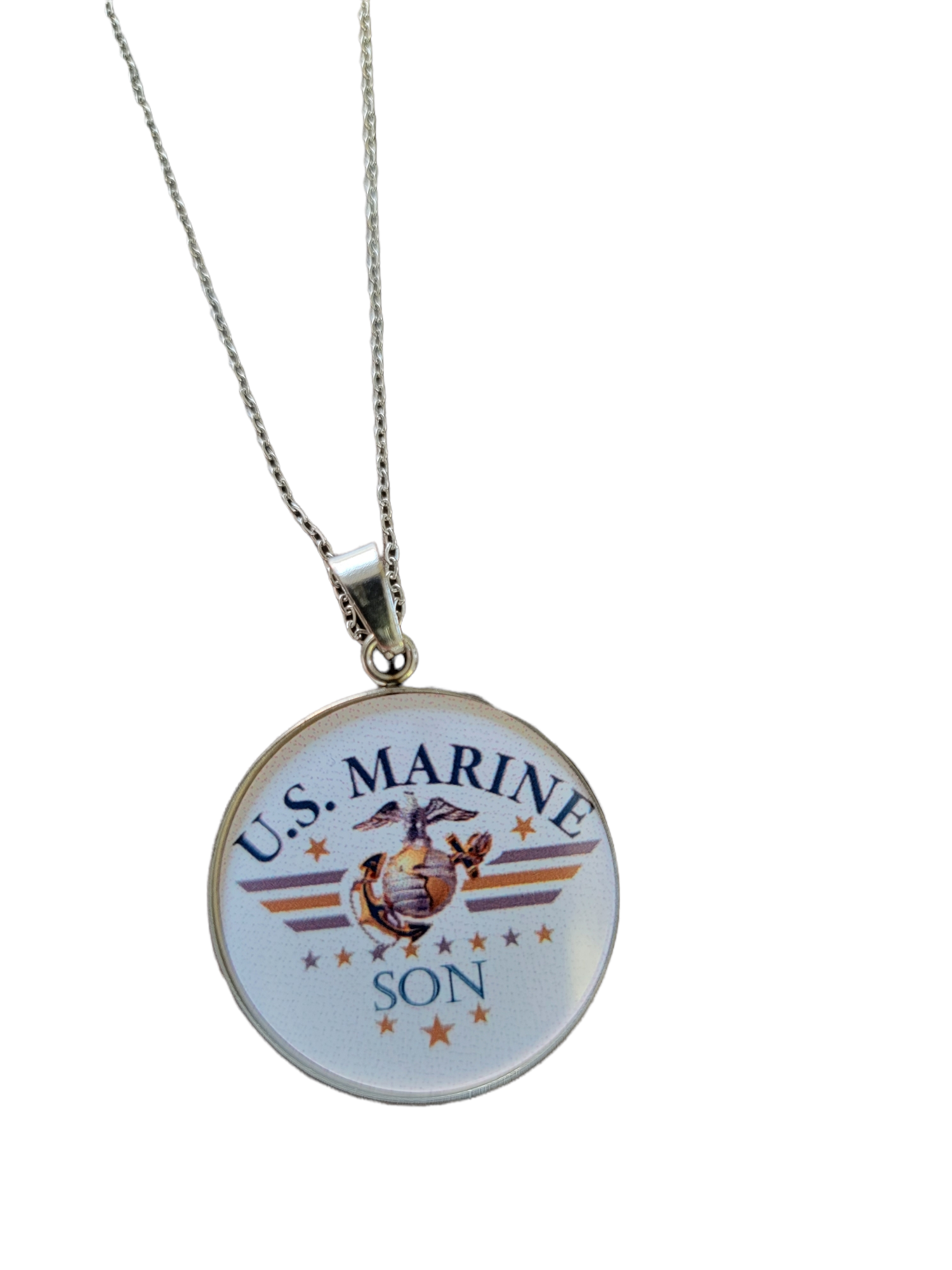 Marine Corp Son Eagle Globe Anchor Pendant Necklace, Perfect Gift for Marine Lovers and Patriots, Unique Design,  24 Inch