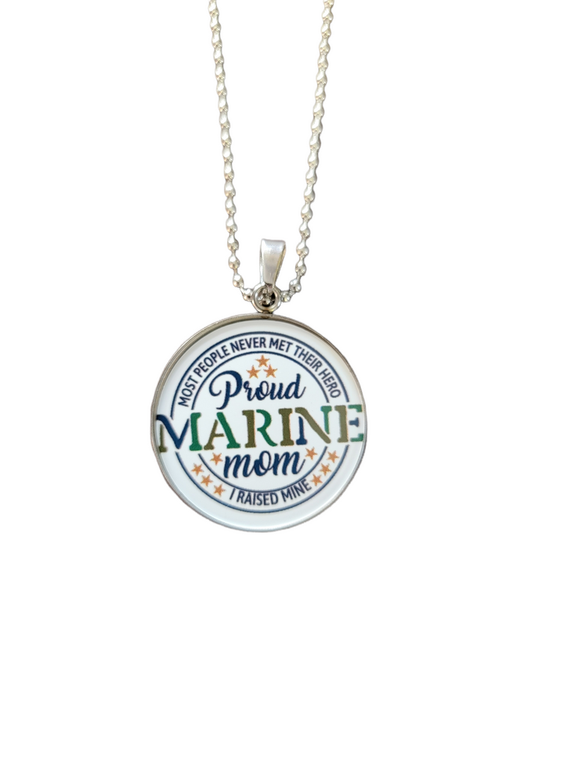 Marine Corp Proud Mom Pendant Necklace