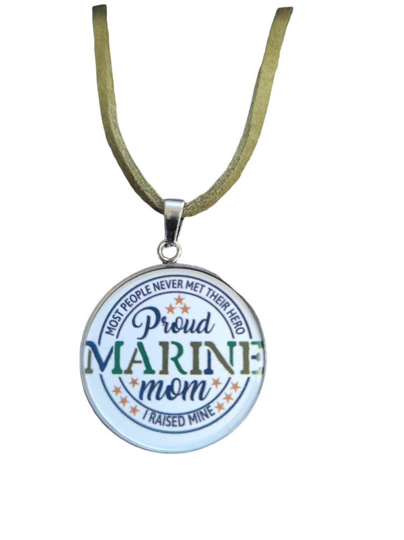 Marine Corp Proud Mom Pendant Necklace
