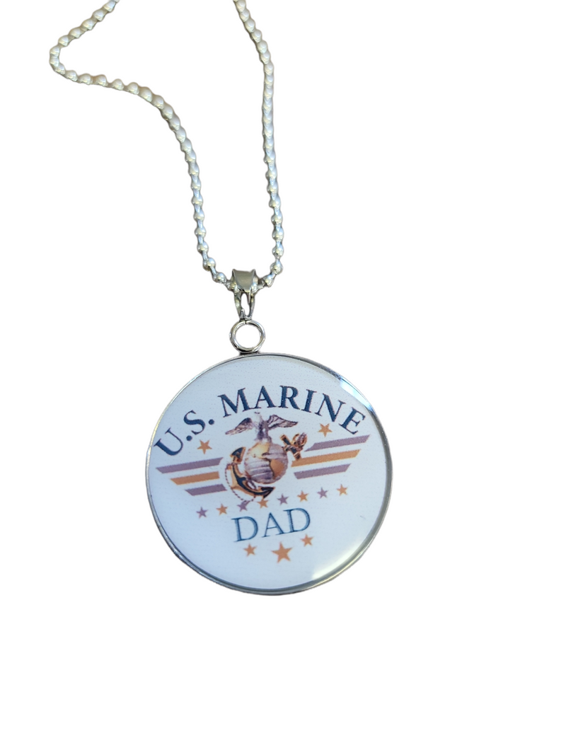Marine Corp Dad  Eagle Globe  Anchor Pendant Necklace