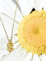 Gold Daisy Flower Pendant Charm Necklace