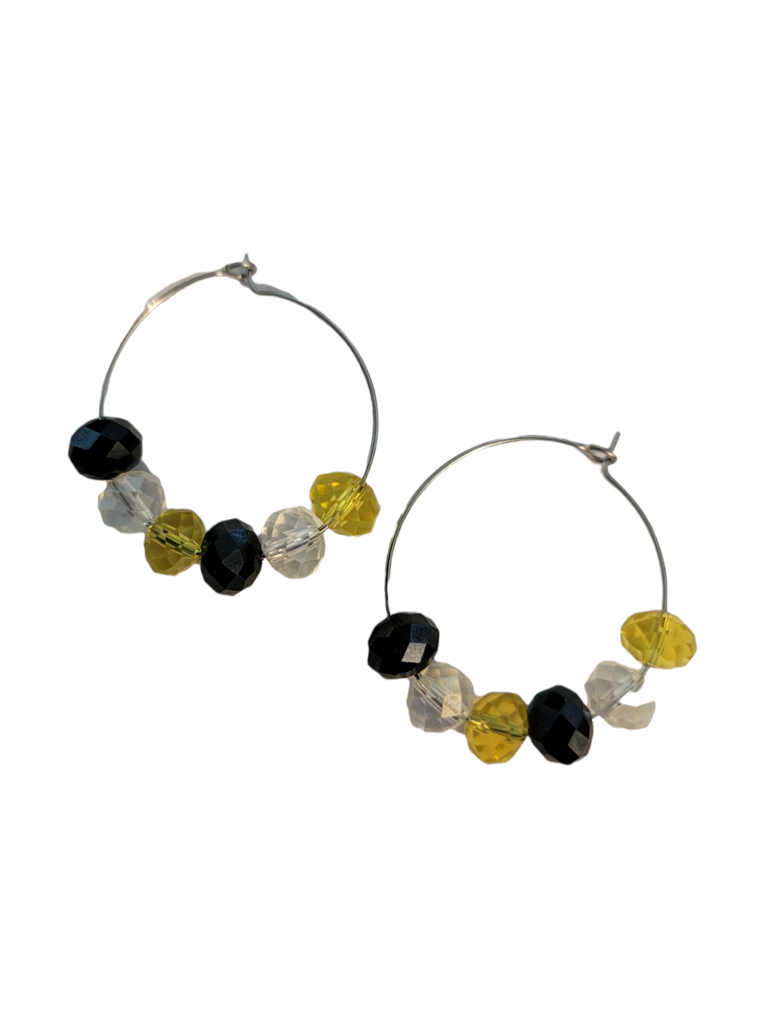 Black and Gold Crystal Hoop Earrings - Pittsburgh Sports Fan Must-Have