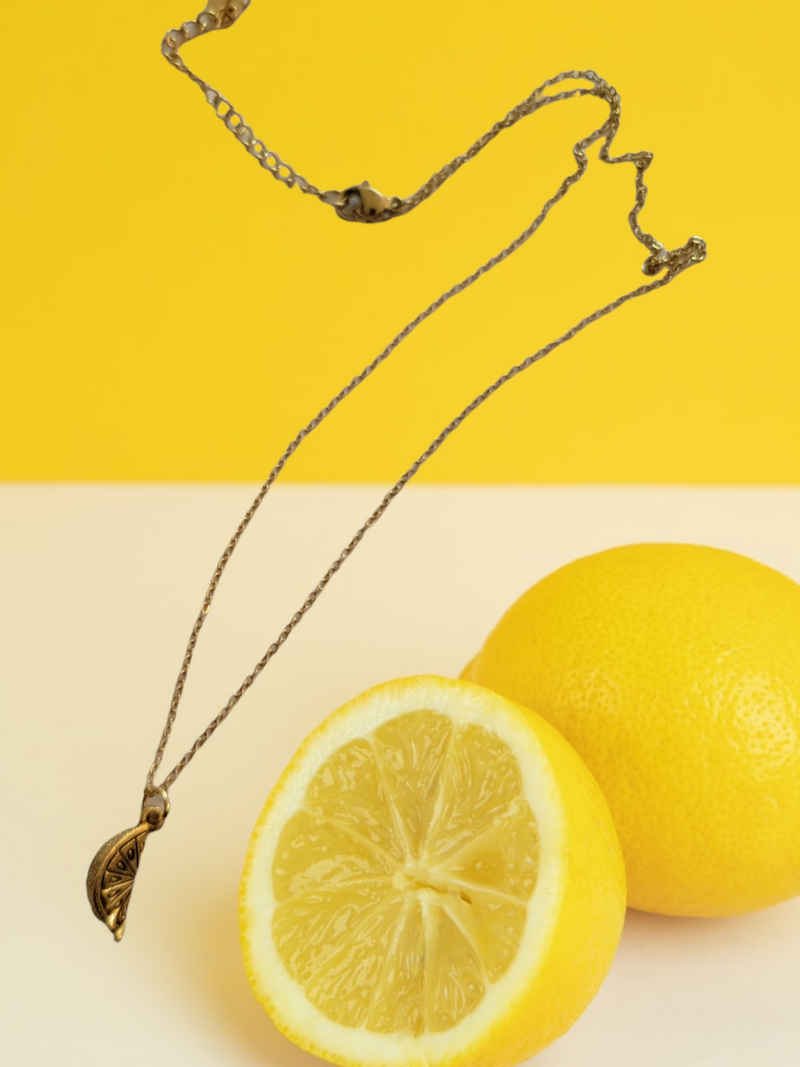 Gold Lemon Charm Pendant Necklace