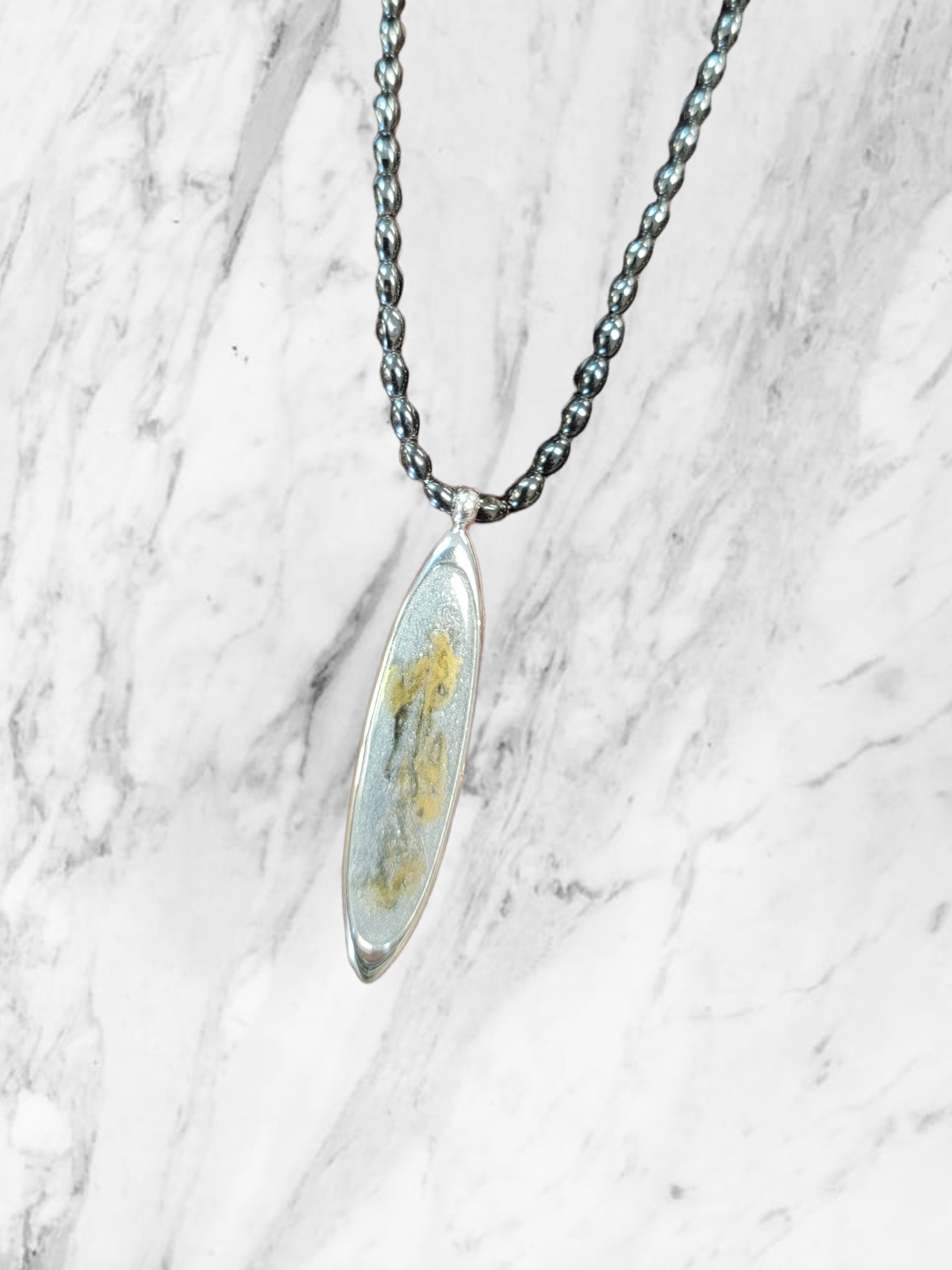 Go Gray Hematite Drop Pendant Cancer Awareness Necklace