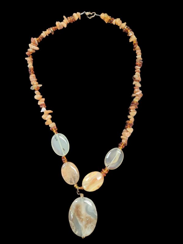 Carnillian & Striped Agate pendant Necklace