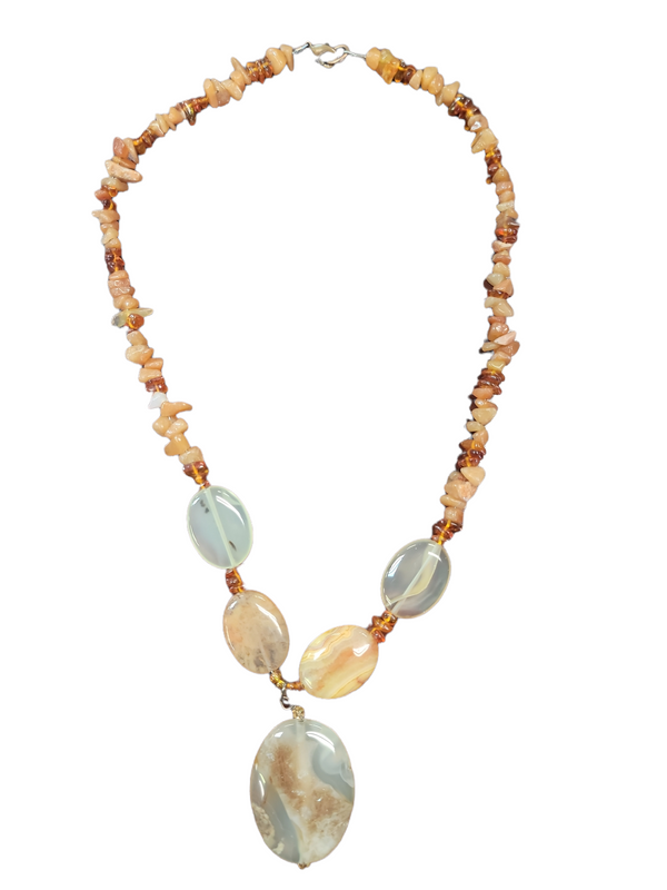 Carnillian & Striped Agate pendant Necklace