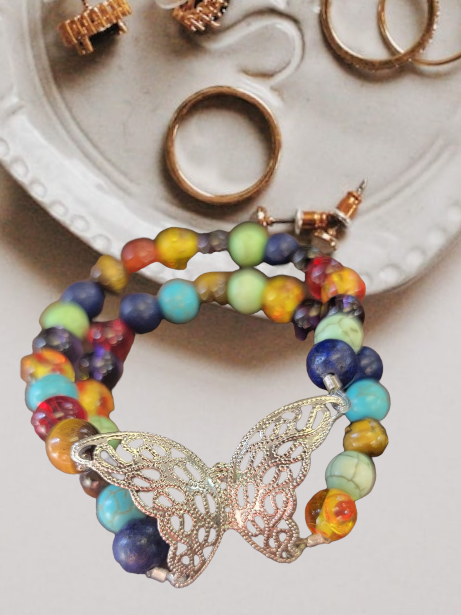 Colorful Butterfly Chakra Bracelet - Gemstone