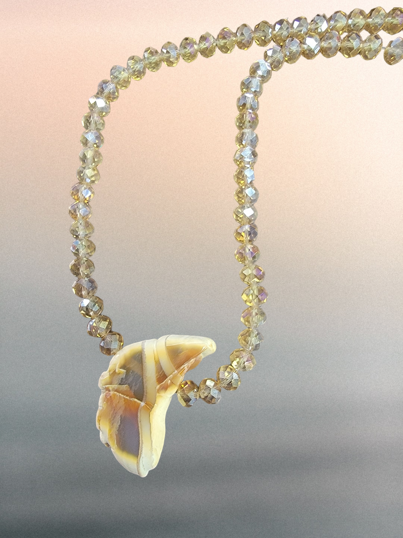 Focal Center Agate Pendant Necklace with Crystals