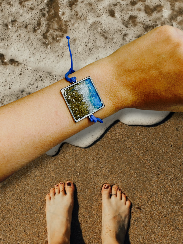 Beach Sand and Ocean Wave Suede Square Bracelets