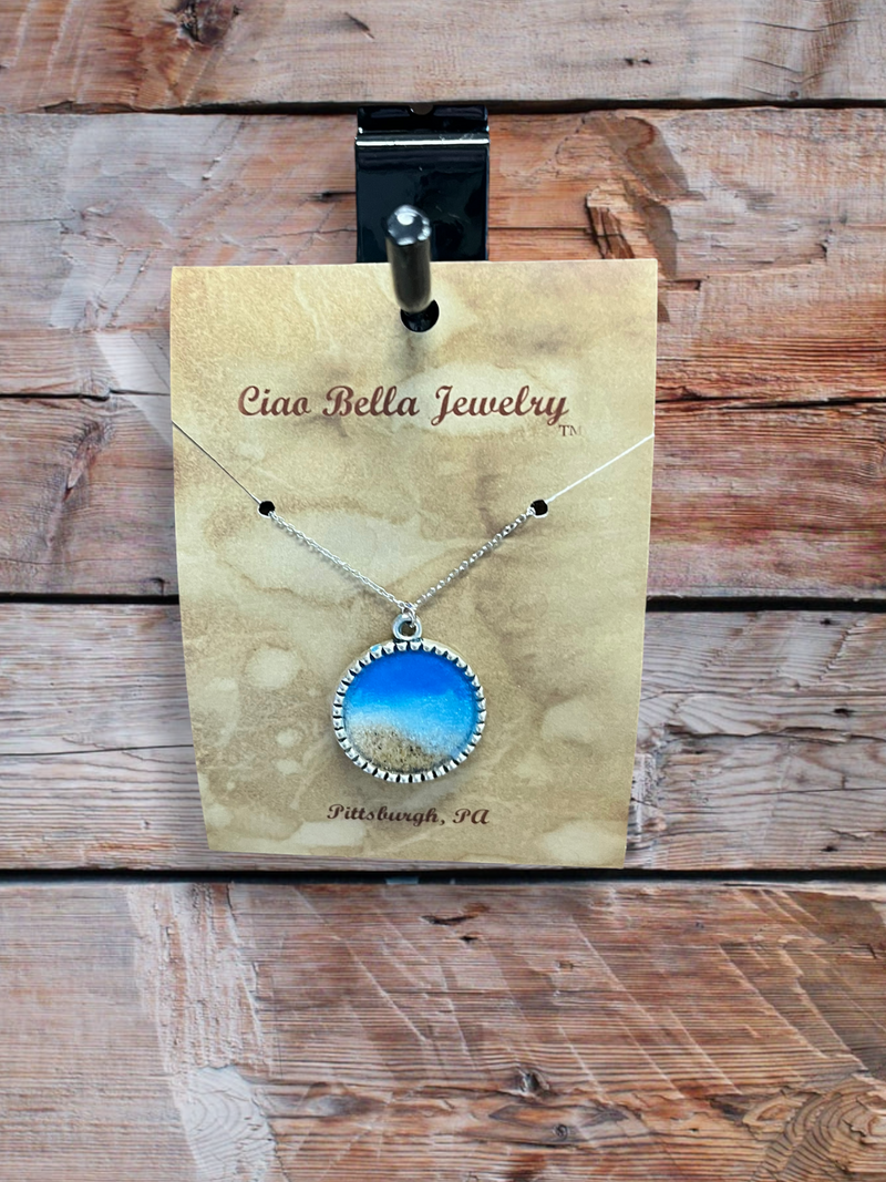 Beach Ocean Waves and Sand Pendant Necklaces