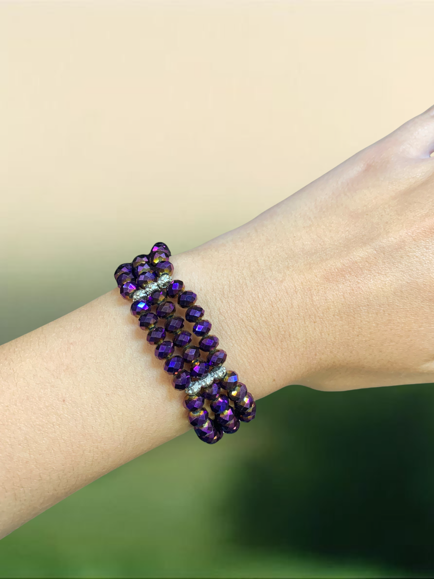 Magenta Purple Multi-Strand Statement Bracelet