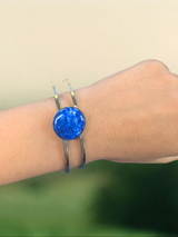 Versatile Silver Cuff Bracelet with Blue Glass Accent