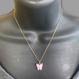Pastel Butterfly Pendant Necklace Gold Chain
