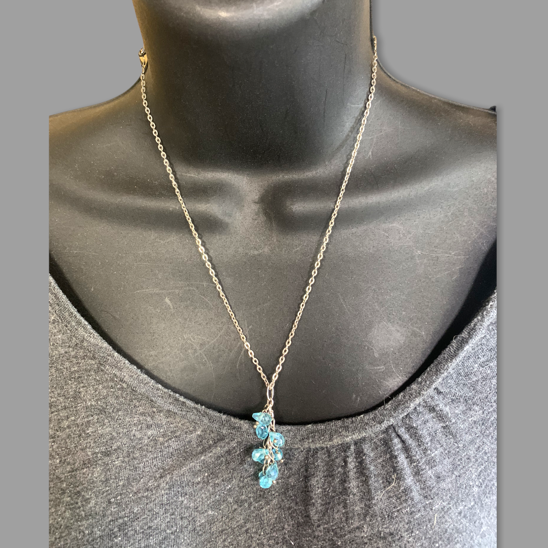 Crystal Aqua Crystal Cluster Necklace