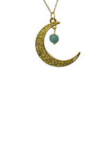 Gold Moon Necklace with Assorted Gemstones