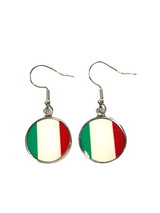 Celebrate Italy! Dangle Earrings with Italian Flag (Silver or Gold Hooks)