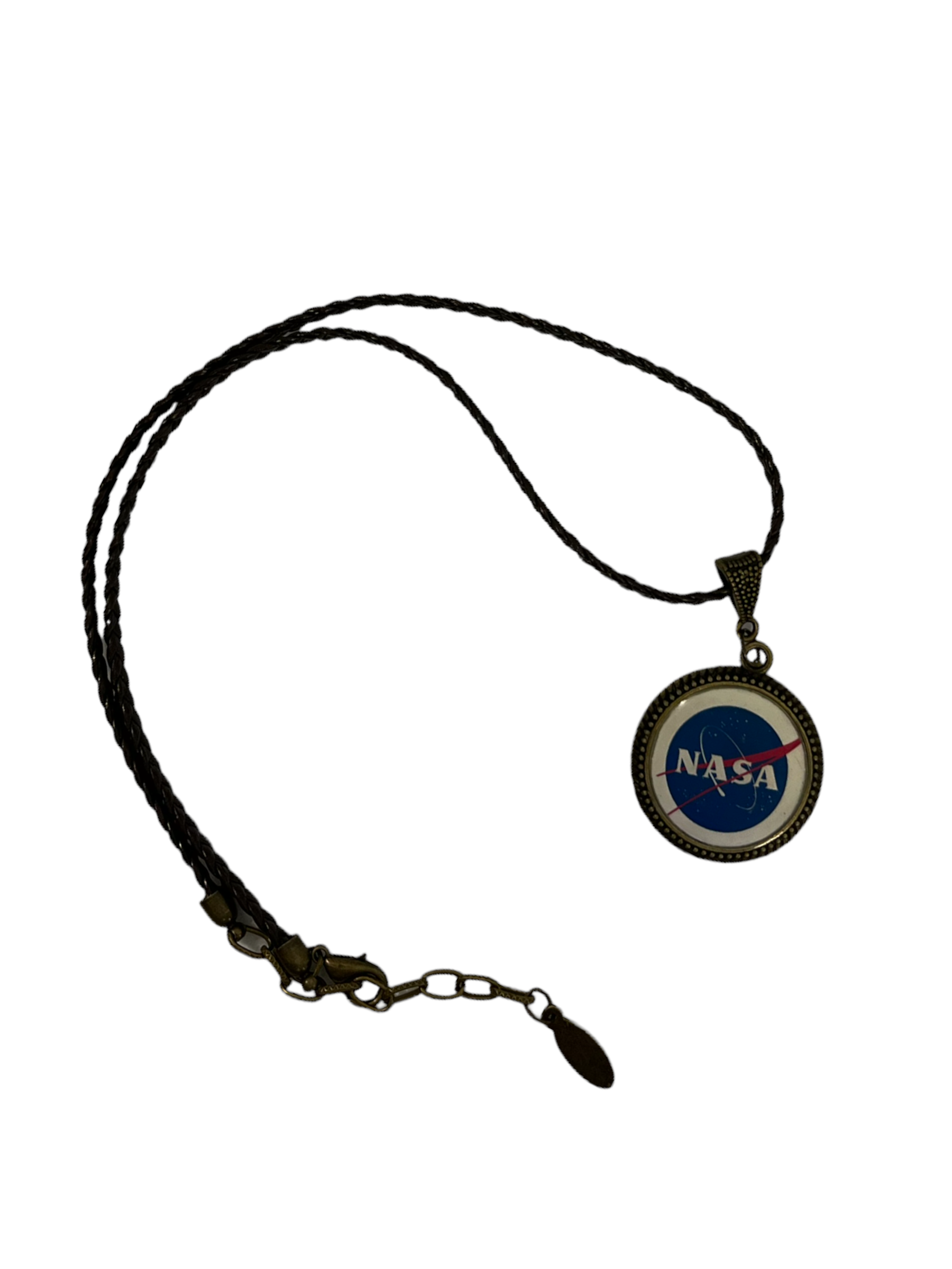 NASA Pendant Necklace | Black Cord | Antique Gold Setting | Space Fan Gift