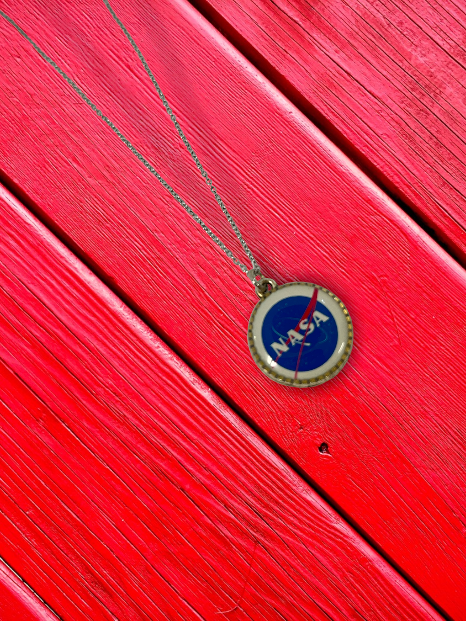 NASA Logo Silver Pendant Necklace