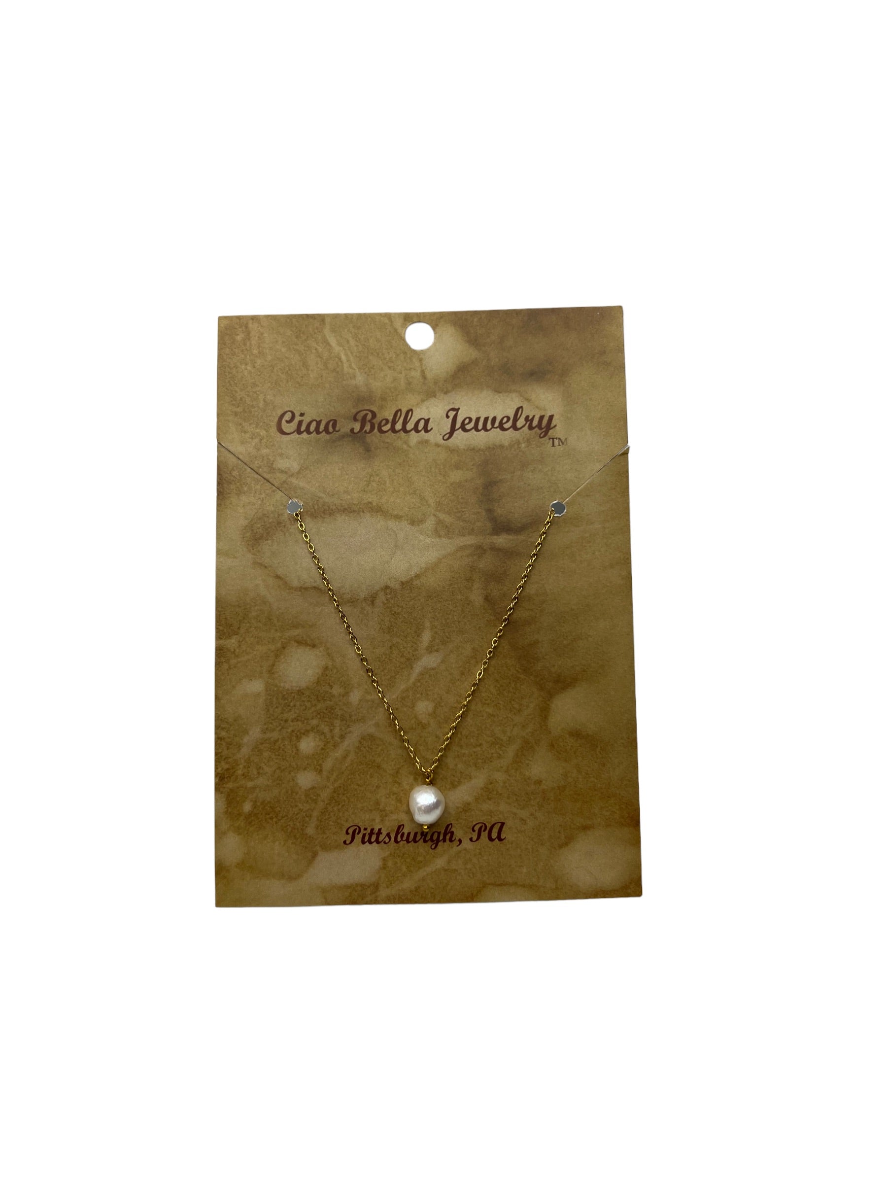 Dainty Gold Necklace with Fresh Water Pearl Pendant