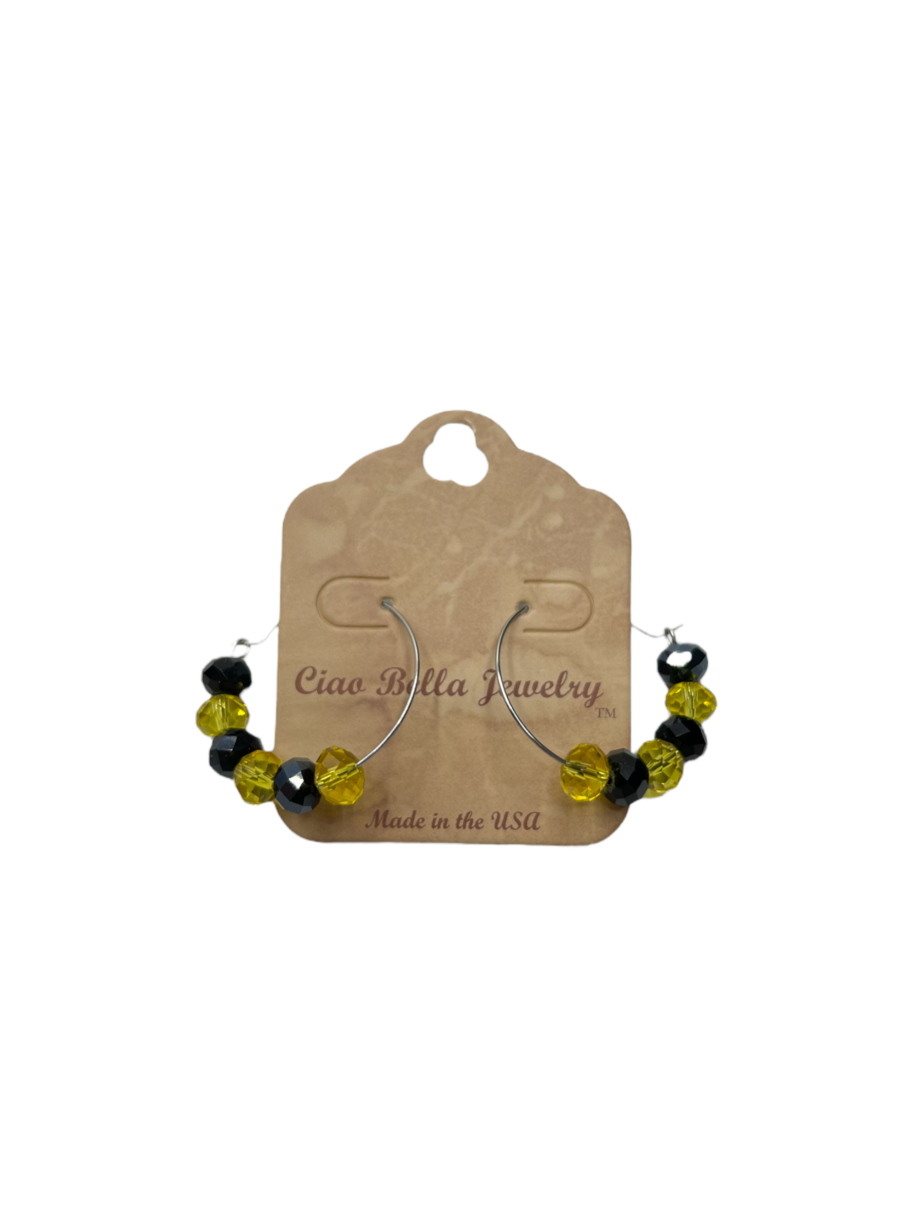 Black and Gold Crystal Hoop Earrings - Pittsburgh Sports Fan Must-Have