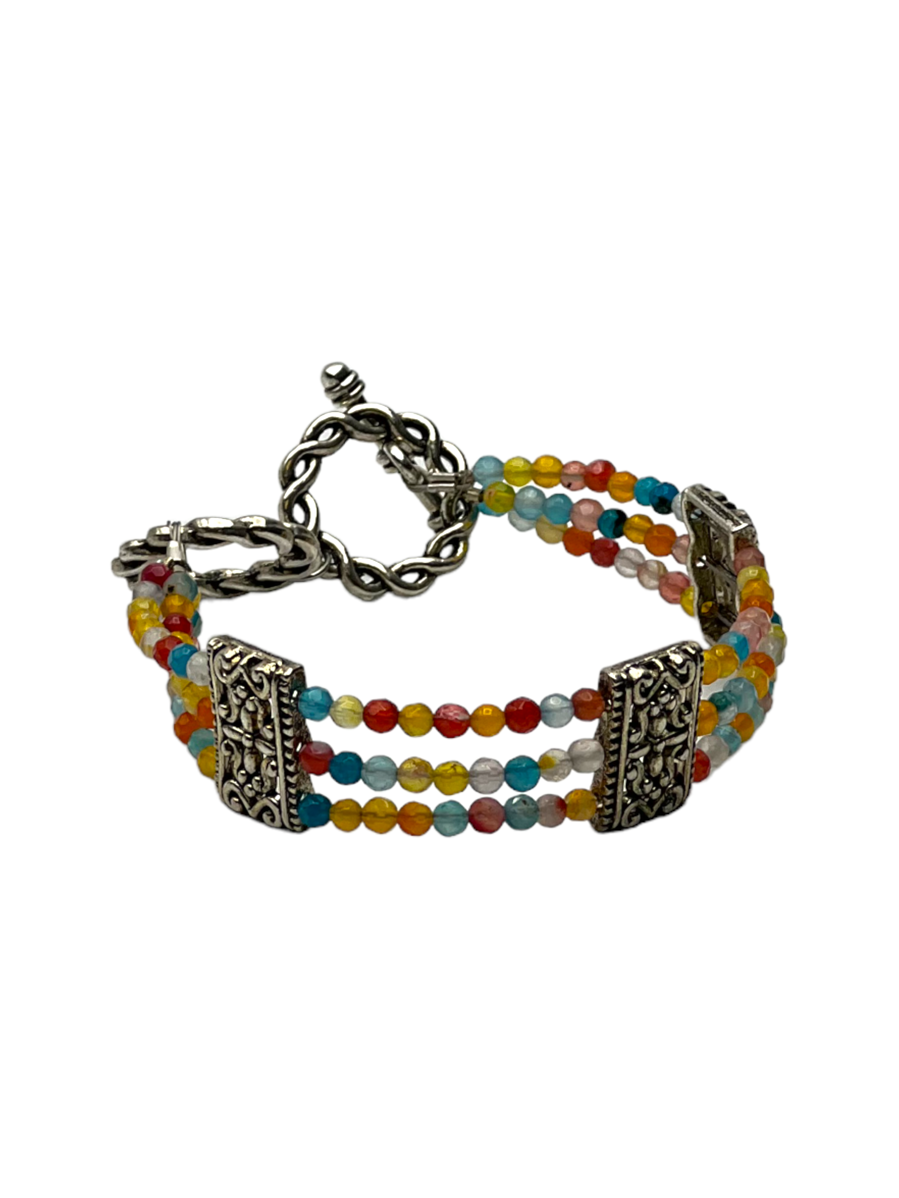 Vibrant Rainbow Jasper Triple Strand Bracelet