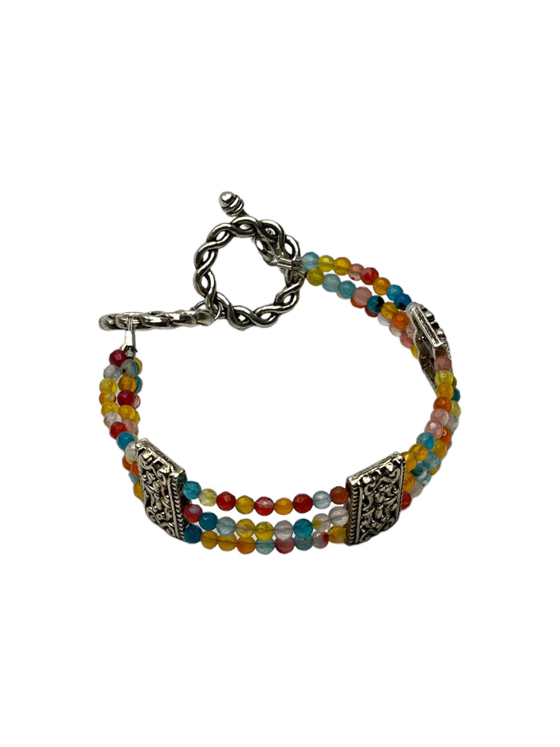 Vibrant Rainbow Jasper Triple Strand Bracelet