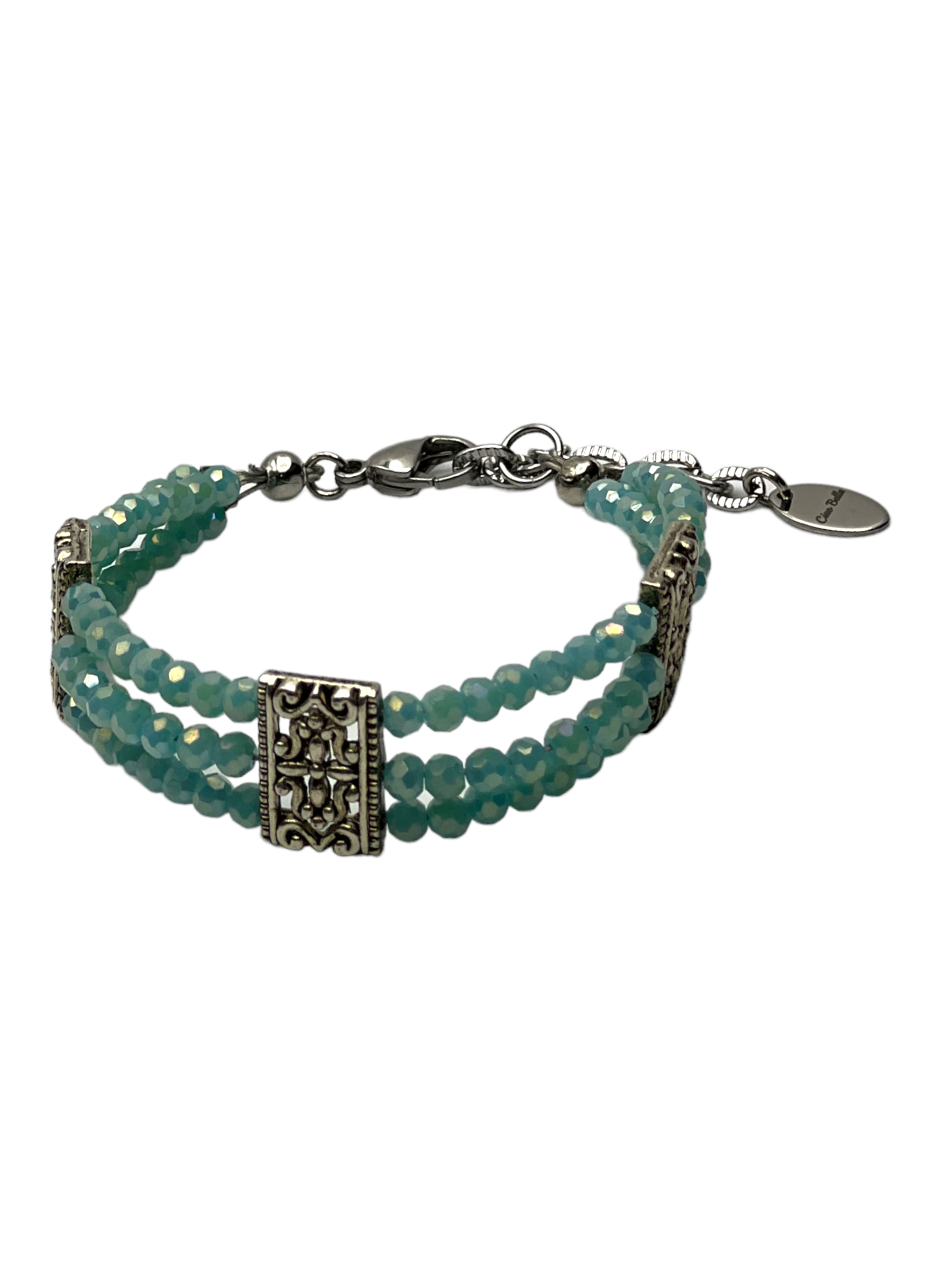 Turquoise Multi-Strand Crystal Bracelet | Adjustable