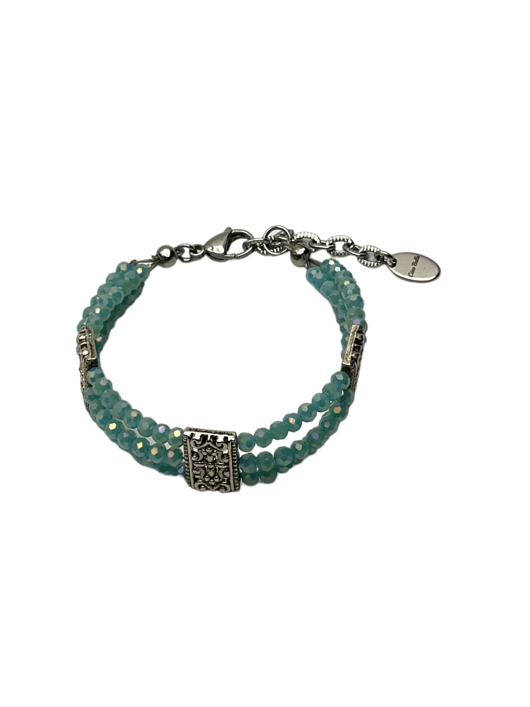 Turquoise Multi-Strand Crystal Bracelet | Adjustable