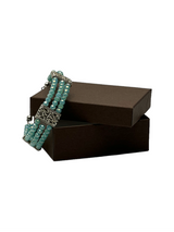 Dazzling Delight: Turquoise Crystal Bracelet (Triple Strand, Adjustable)