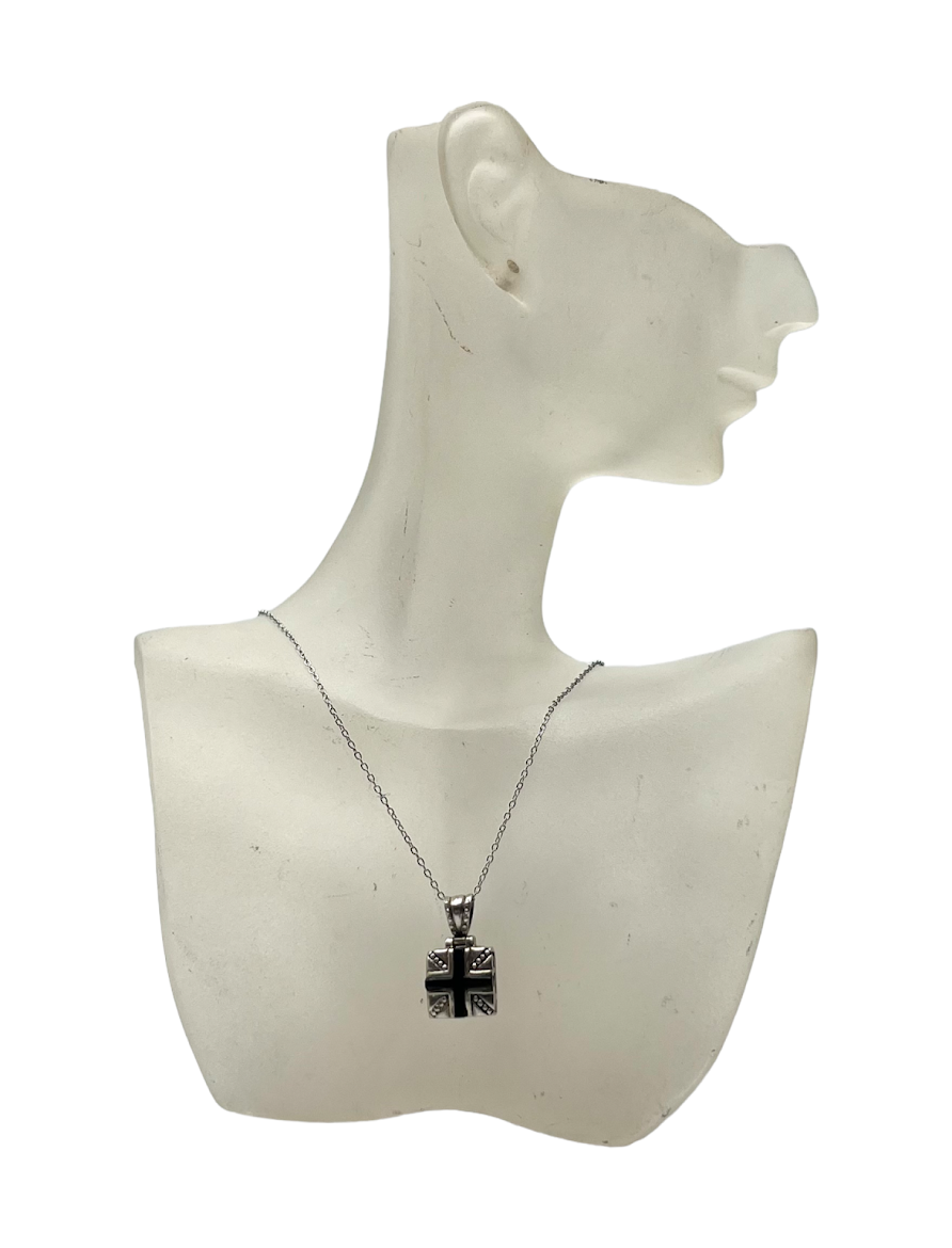 Sterling Silver Black Cross Pendant Necklace