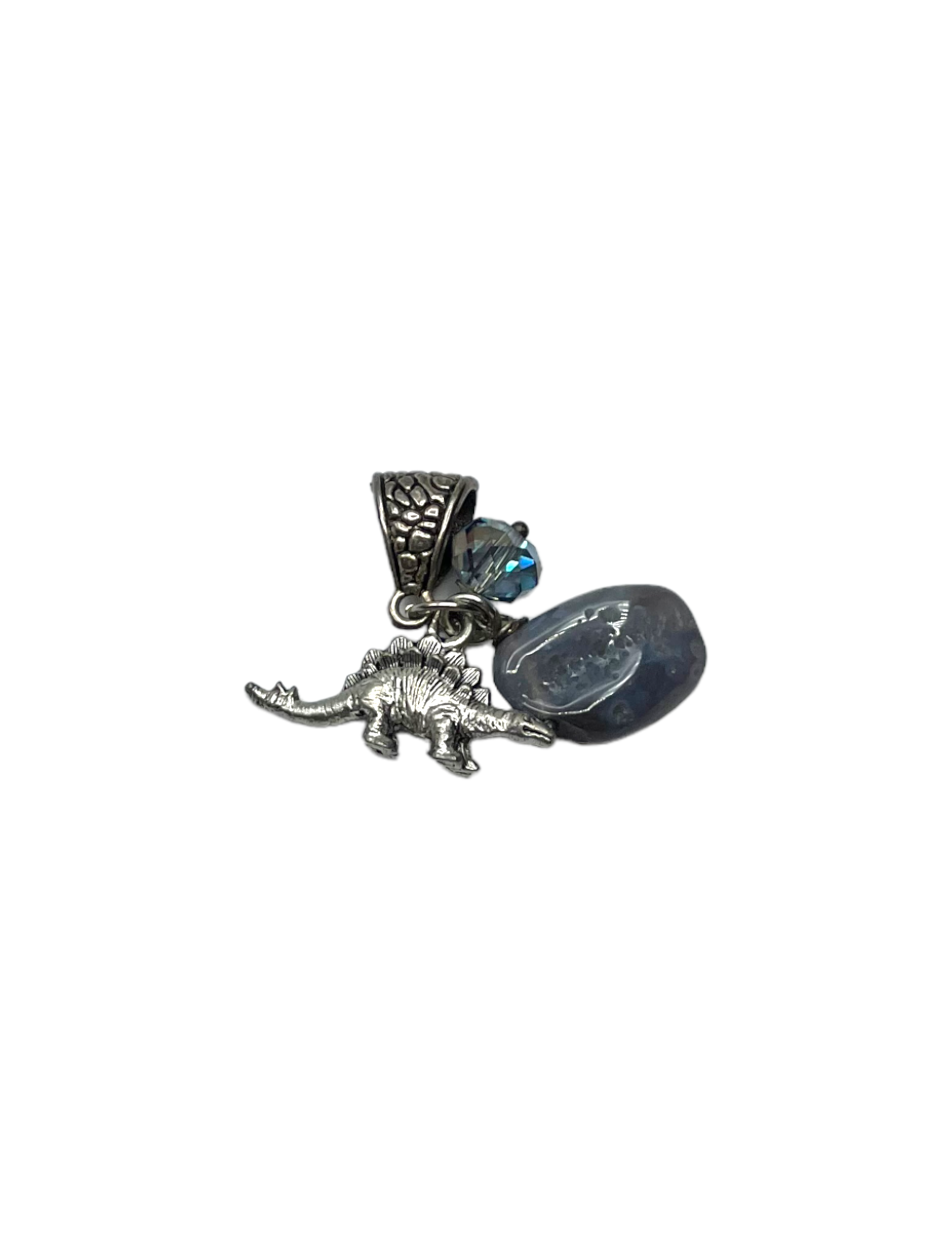 Dinosaur Charm Necklace with Gemstone and Crystal