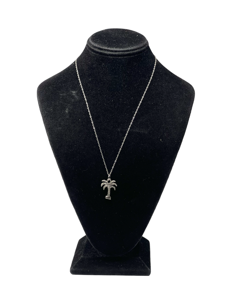 Pewter Palm Tree Charm Necklace