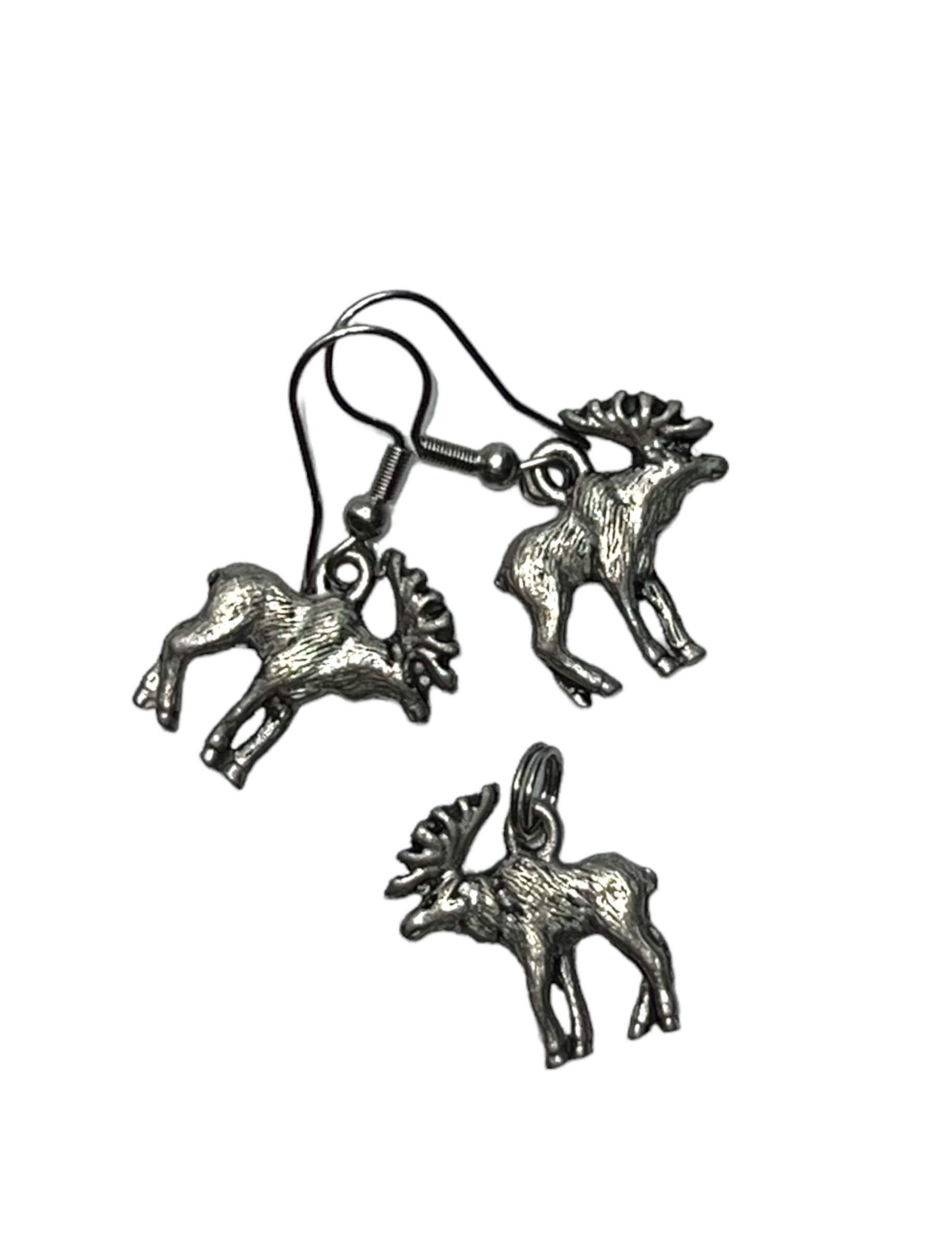 Pewter Moose Necklace and Earring Set