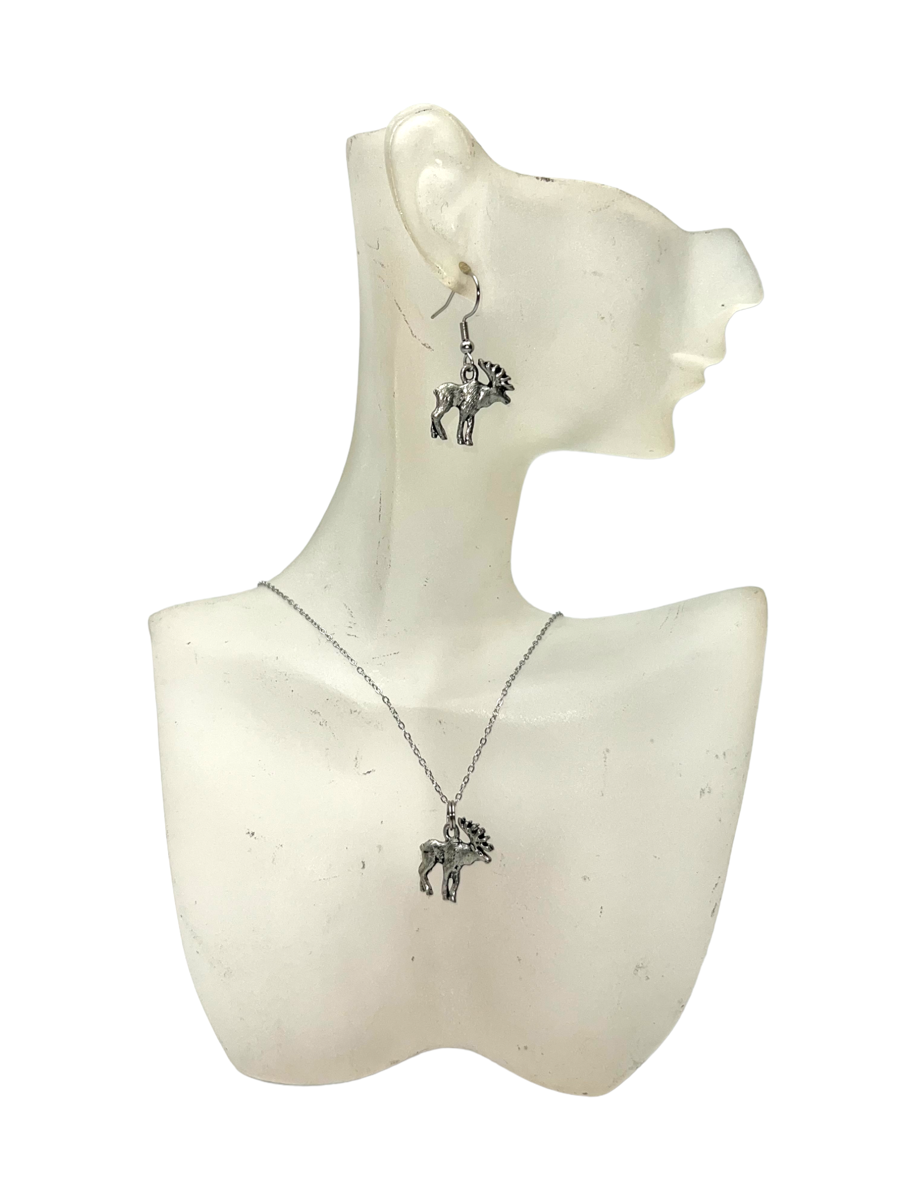 Pewter Moose Necklace and Earring Set