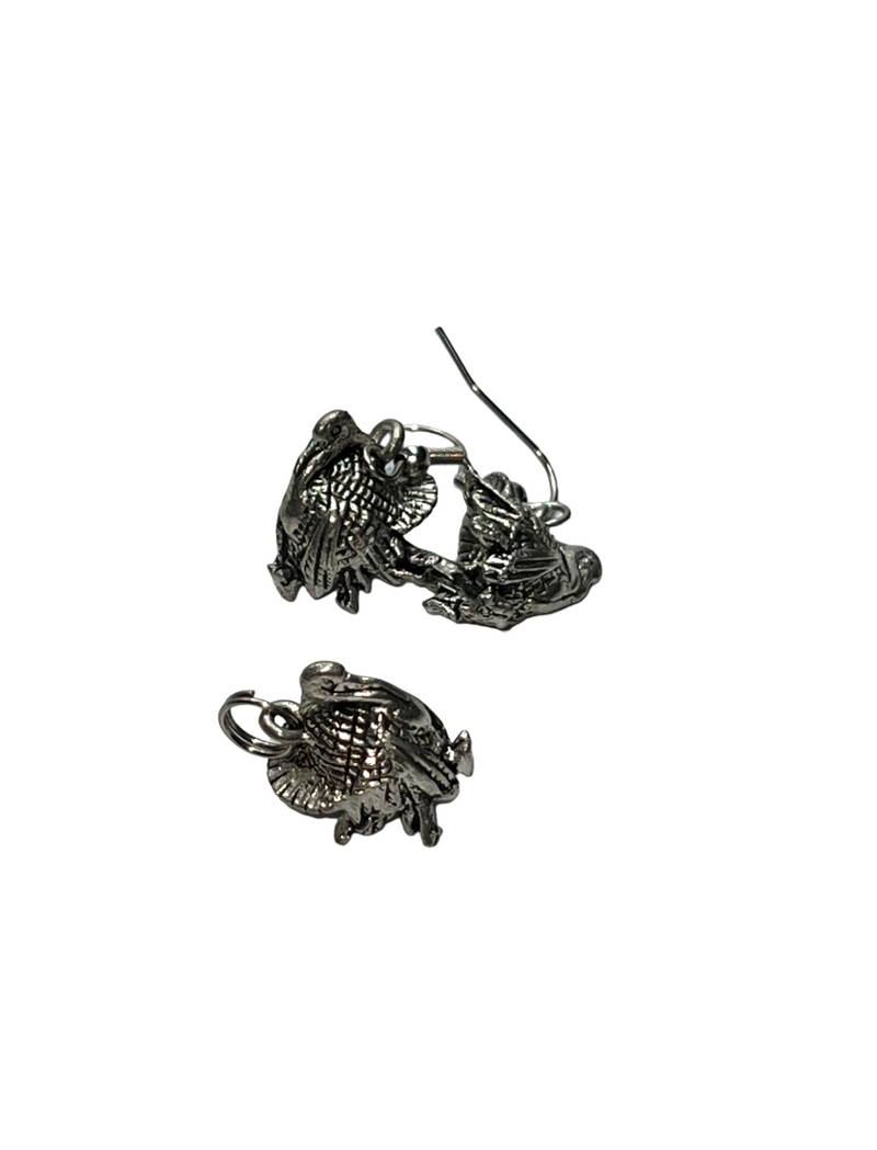 Silver Turkey Bird Charm Earring and Necklace Set | A Great Way to Celebrate Thanksgiving
