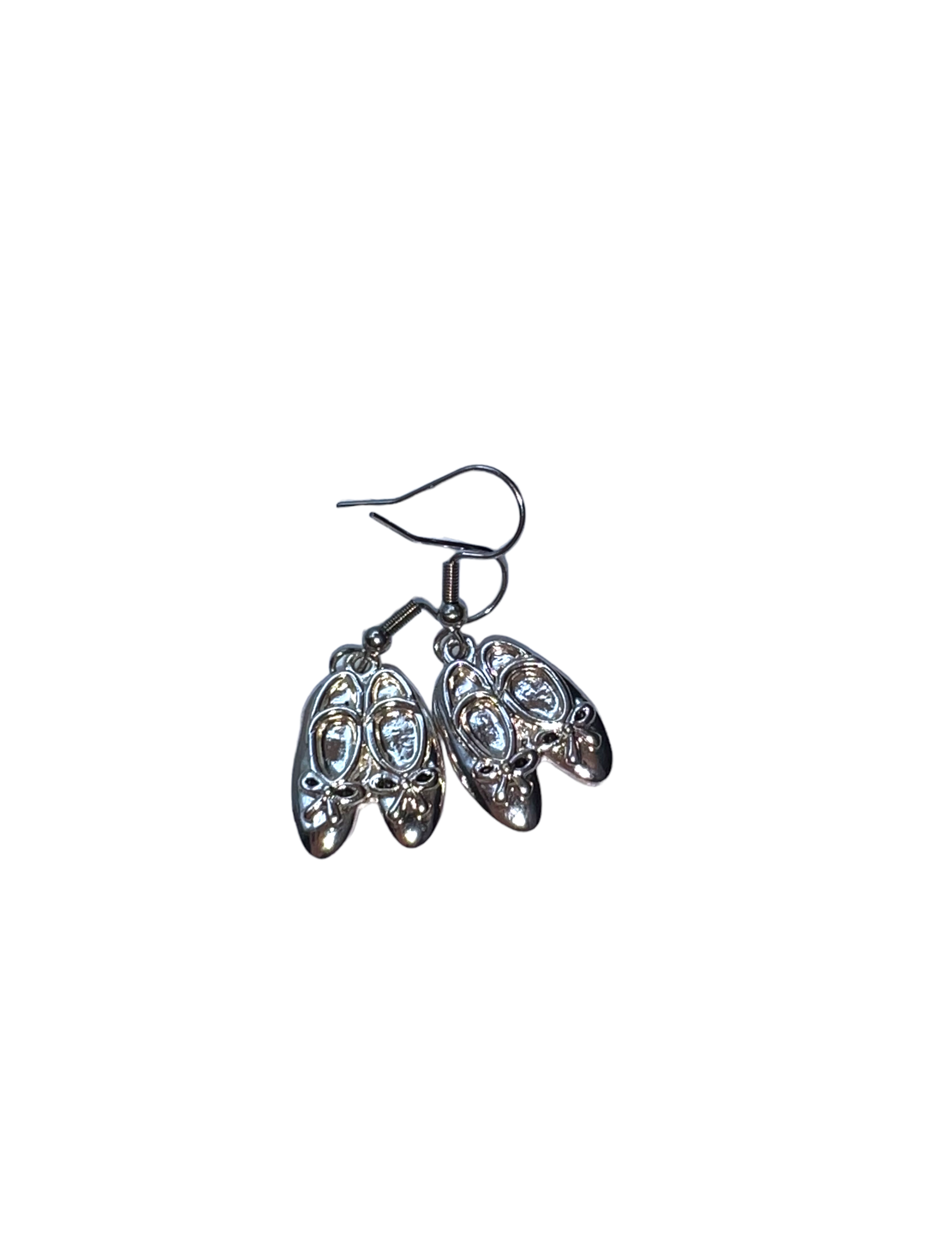 Silver Ballet Shoe Charm Necklace and Earrings Set