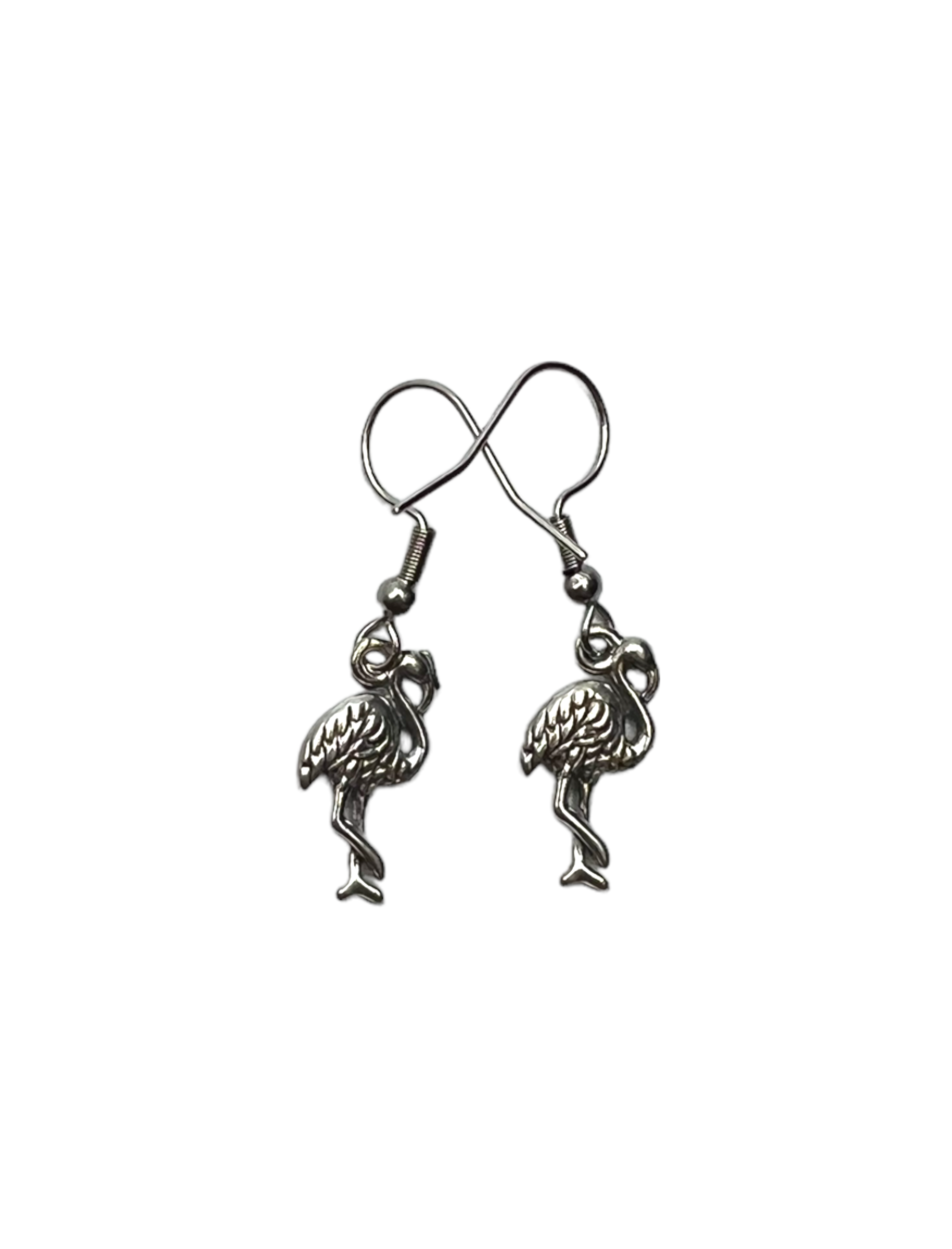 Pewter Flamingo Charm Necklace and Earring Set