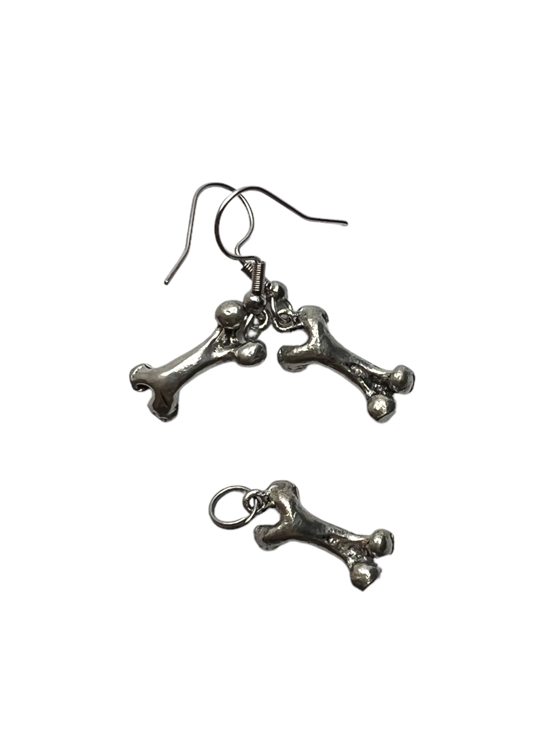 Silver Bone Necklace and Earrings Set