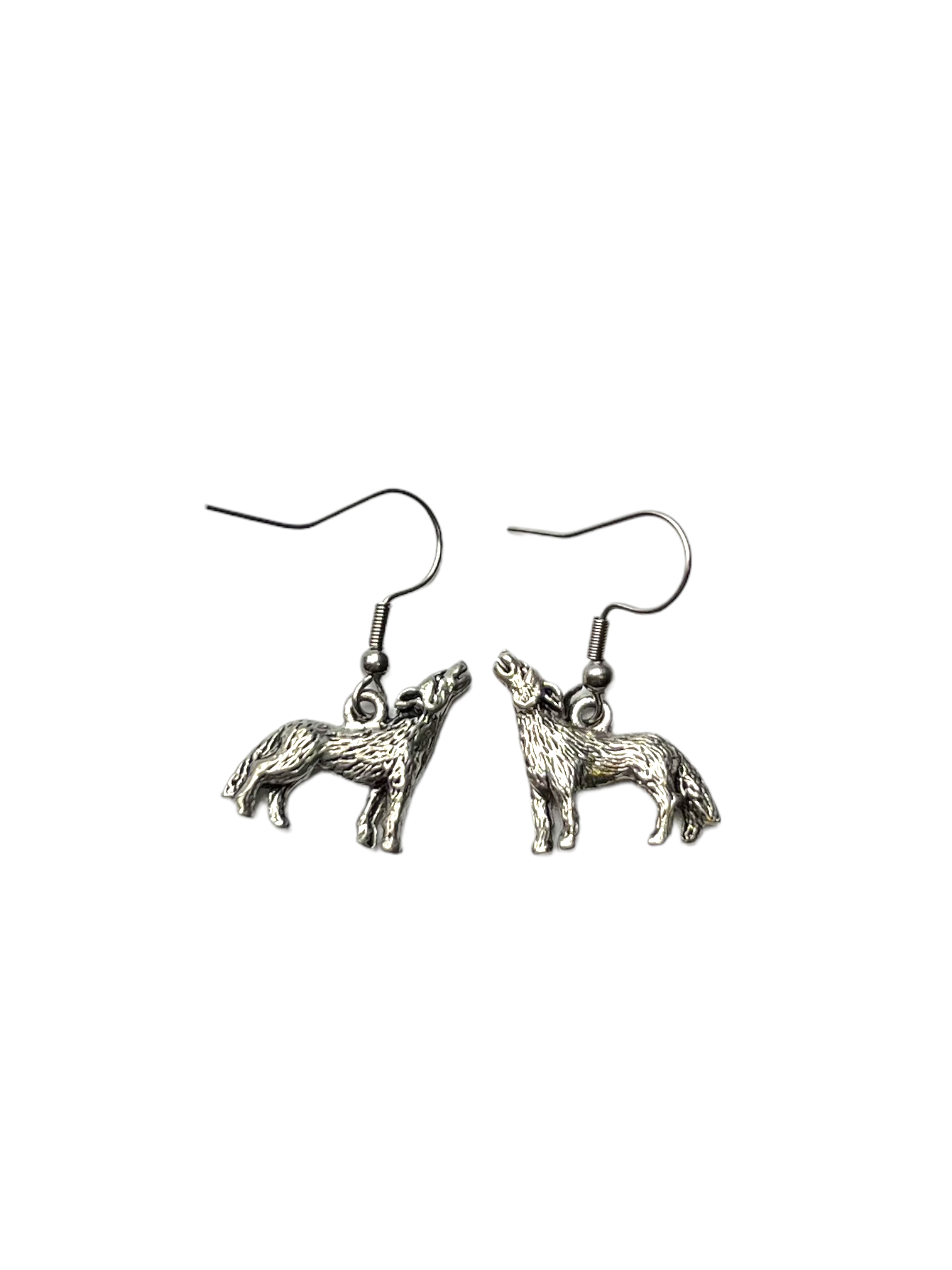 Pewter Wolf Necklace and Earring Set