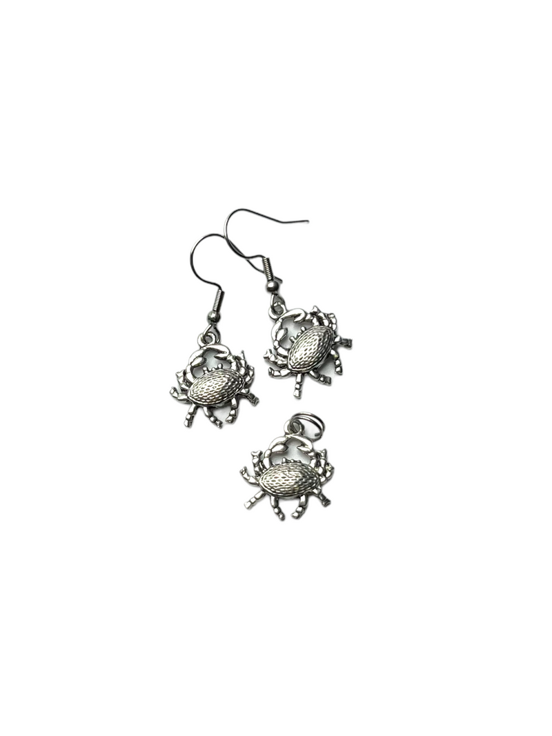 Silver Crab Necklace and Earrings Set | A Quirky and Fun Gift for the Sea Lover