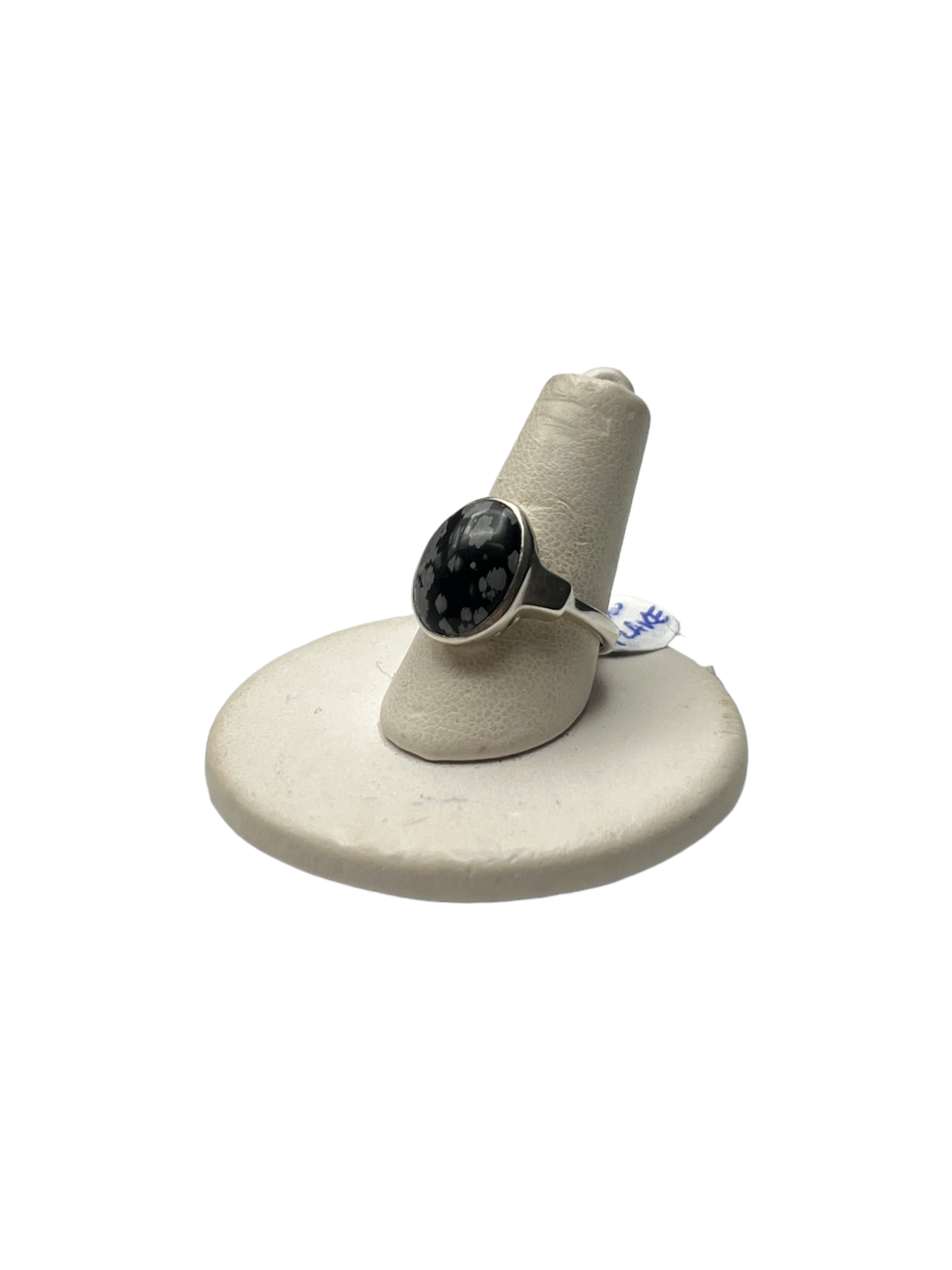 Unique Snowflake Obsidian Sterling Silver Ring - Adjustable Size