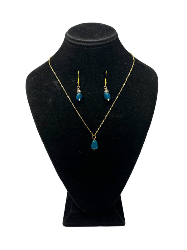 Apatite Gemstone Necklace and Earrings Set