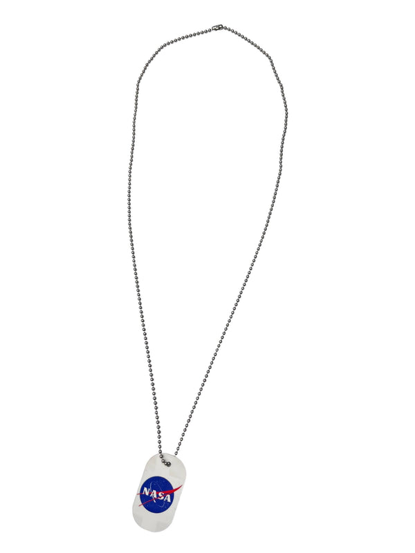 NASA Dog Tag Necklace | Stainless Steel, 20" Chain | Space Fan Gift