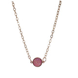 Rose Gold Dainty Druzy Pendant Chain Necklace