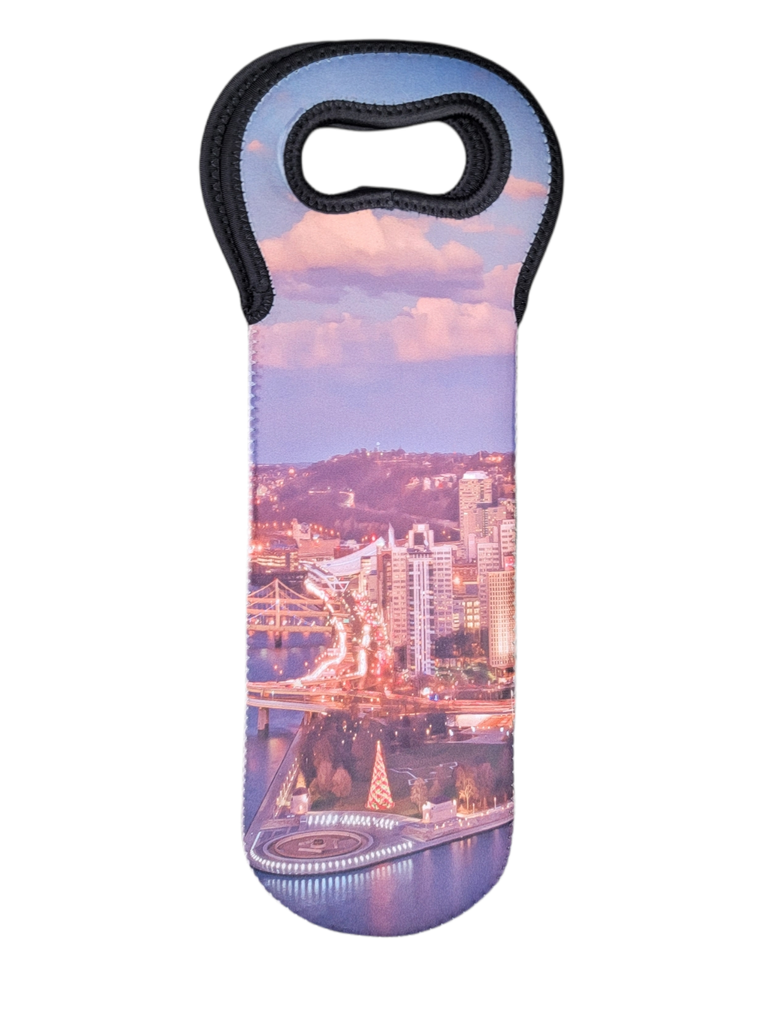 Customizable City Scene Wine Carrier Gift Bag