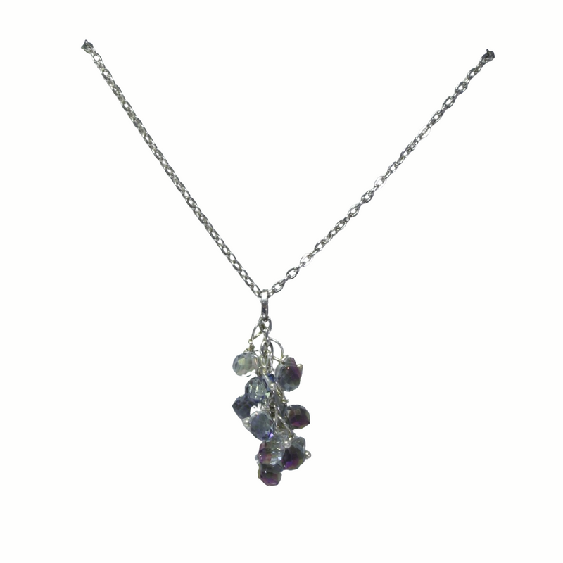 Mini Crystal Cluster Necklace Silver Chain | Adjustable | Sparkling Colors